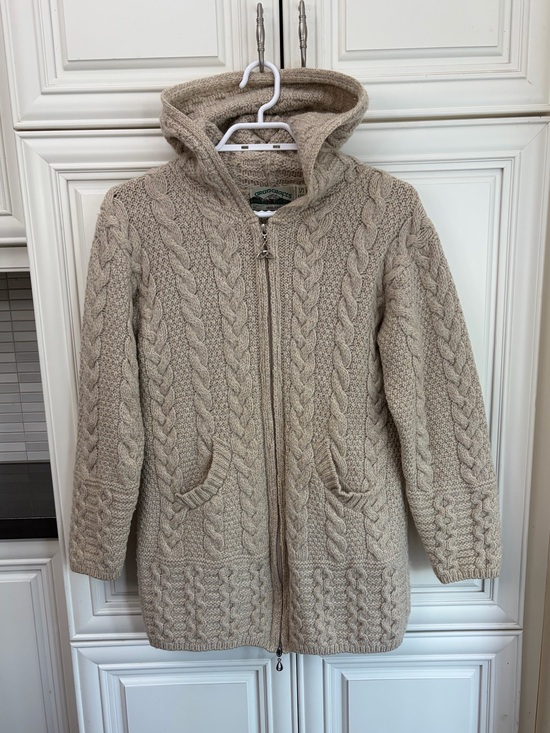 Aran Crafts Sweaters - Aran Crafts Size S women’s Irish Merino wool long hooded zip sweater